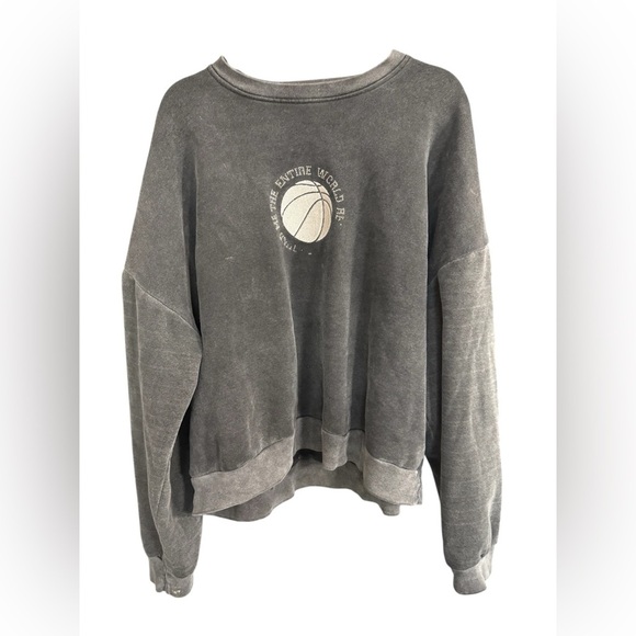Adika Distressed Gray Crew Neck Sweater with Relaxed Fit - Picture 1 of 5